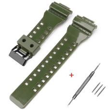 Ремешок для Casio G-Shock GA-100/110/120 Army Green-Glossy BK Ремешок для Casio G-Shock GA-100/110/120 Army Green-Glossy BK
