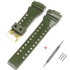 Ремешок для Casio G-Shock GA-100/110/120 Army Green-Glossy GD Ремешок для Casio G-Shock GA-100/110/120 Army Green-Glossy GD
