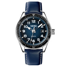 Skmei 9232LSIBU Silver-Blue-Leather Strap Skmei 9232LSIBU Silver-Blue-Leather Strap